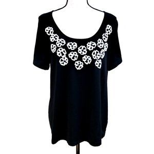 Peter Nygard Embellished Top Beads Black White